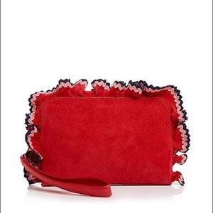 Loeffler Randall red suede clutch